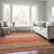 5' X 8' Coral Ivory And Gray Striped Washable Indoor Outdoor Area Rug