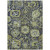 3' X 5' Fern Green And Blue Damask Washable Indoor Outdoor Area Rug