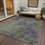 5' X 8' Olive Green And Dark Purple Abstract Washable Indoor Outdoor Area Rug