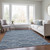5' X 8' Denim Blue Navy Blue And Ivory Geometric Washable Indoor Outdoor Area Rug