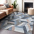 5' X 8' Blue Geometric Washable Indoor Outdoor Area Rug