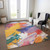 3' X 5' Gold Purple And Teal Blue Abstract Washable Indoor Outdoor Area Rug