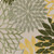 5' Green Yellow Ivory And Dark Green Round Floral Indoor Outdoor Area Rug