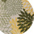 5' Green Yellow Ivory And Dark Green Round Floral Indoor Outdoor Area Rug