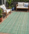 5' X 8' Aqua Beige And Teal Blue Striped Washable Indoor Outdoor Area Rug
