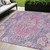 5' X 8' Purple Floral Medallion Washable Indoor Outdoor Area Rug