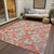 3' X 5' Coral And Orange Geometric Washable Indoor Outdoor Area Rug