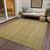 3' X 5' Wheat Gold And Beige Striped Washable Indoor Outdoor Area Rug