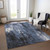 5' X 8' Blue And Ivory Abstract Washable Indoor Outdoor Area Rug