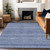 5' X 8' Denim Blue And Sky Blue Striped Washable Indoor Outdoor Area Rug