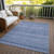 5' X 8' Denim Blue And Sky Blue Striped Washable Indoor Outdoor Area Rug