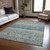 5' X 8' Teal Blue Salmon And Beige Medallion Washable Indoor Outdoor Area Rug