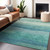 3' X 5' Turquoise Striped Washable Indoor Outdoor Area Rug