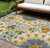 7' X 10' Ivory Blue Yellow And Orange Floral Indoor Outdoor Area Rug
