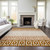 3' X 5' Orange Beige And Ivory Geometric Washable Indoor Outdoor Area Rug