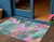 3' X 5' Teal Blue And Aqua Floral Washable Indoor Outdoor Area Rug