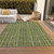 3' X 5' Olive Green And Lime Green Striped Washable Indoor Outdoor Area Rug