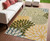 4' X 6' Ivory Green Blue And Yellow Floral Indoor Outdoor Area Rug