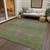 5' X 8' Fern Green Striped Washable Indoor Outdoor Area Rug