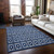3' X 5' Navy Blue And Ivory Geometric Washable Indoor Outdoor Area Rug
