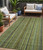 5' X 8' Green Gold And Gray Striped Washable Indoor Outdoor Area Rug