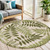5' Ivory And Green Round Palm Leaf Indoor Outdoor Area Rug