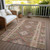 3' X 5' Brown Geometric Washable Indoor Outdoor Area Rug