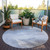 8' Sky Blue Gray And Ivory Round Abstract Washable Indoor Outdoor Area Rug