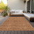 9' X 12' Orange And Ivory Geometric Washable Indoor Outdoor Area Rug