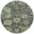 8' Fern Green And Blue Round Damask Washable Indoor Outdoor Area Rug