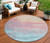 8' Salmon And Beige Round Abstract Washable Indoor Outdoor Area Rug
