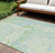 9' X 12' Mint Green And Blue Abstract Washable Indoor Outdoor Area Rug