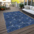 9' X 12' Navy Blue And Ivory Geometric Washable Indoor Outdoor Area Rug