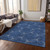 9' X 12' Navy Blue And Ivory Geometric Washable Indoor Outdoor Area Rug