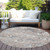 8' Taupe And Brown Round Floral Washable Indoor Outdoor Area Rug