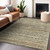 9' X 12' Beige Striped Washable Indoor Outdoor Area Rug