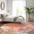 8' Blush Pink And Orange Round Floral Washable Indoor Outdoor Area Rug