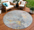 8' Granite Gray Round Abstract Washable Indoor Outdoor Area Rug