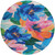 8' Navy Blue And Sky Blue Round Floral Washable Indoor Outdoor Area Rug