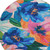 8' Navy Blue And Sky Blue Round Floral Washable Indoor Outdoor Area Rug