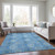 8' X 10' Denim Blue Sky Blue And Ivory Floral Medallion Washable Indoor Outdoor Area Rug