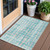 3' X 5' Teal Blue And Ivory Abstract Washable Indoor Outdoor Area Rug