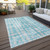 3' X 5' Teal Blue And Ivory Abstract Washable Indoor Outdoor Area Rug