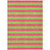5' X 8' Green and Red Striped Washable Non Skid Indoor Outdoor Area Rug