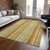 5' X 8' Tan Orange and Green Striped Washable Non Skid Indoor Outdoor Area Rug
