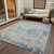 5' X 8' Blue Gray And Green Abstract Washable Indoor Outdoor Area Rug