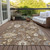 5' X 8' Chocolate Taupe And White Floral Washable Indoor Outdoor Area Rug