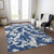 5' X 8' Navy Blue Gray And Ivory Abstract Washable Indoor Outdoor Area Rug