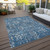 3' X 5' Blue And Ivory Floral Washable Indoor Outdoor Area Rug