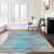 5' X 8' Teal Blue Charcoal And Gray Abstract Washable Indoor Outdoor Area Rug
